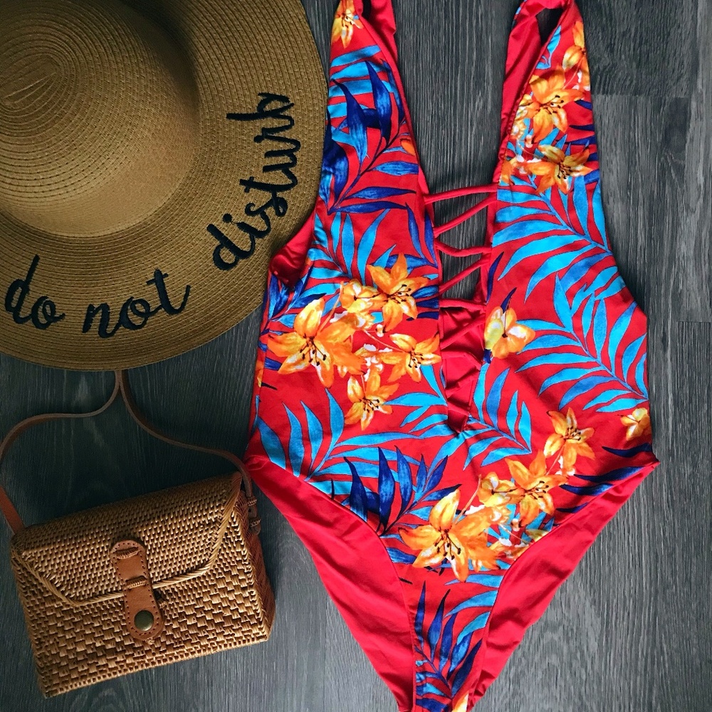 tropical flower print (reversible) bikini